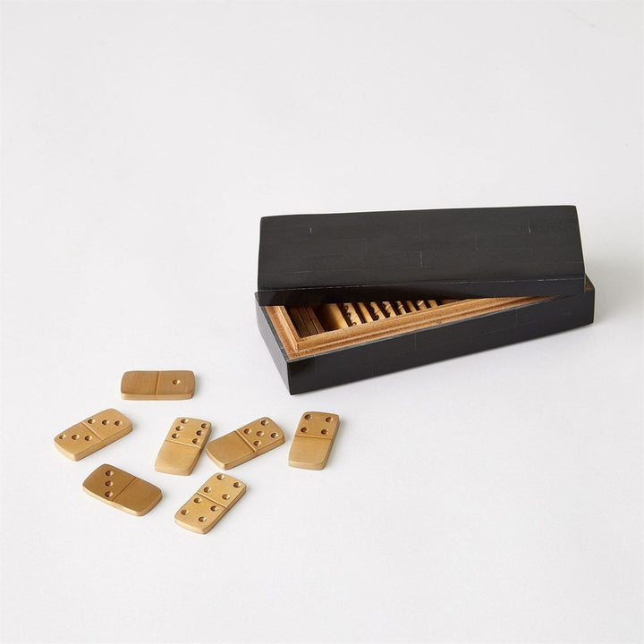 Games Boxed Bone Domino Set-Black