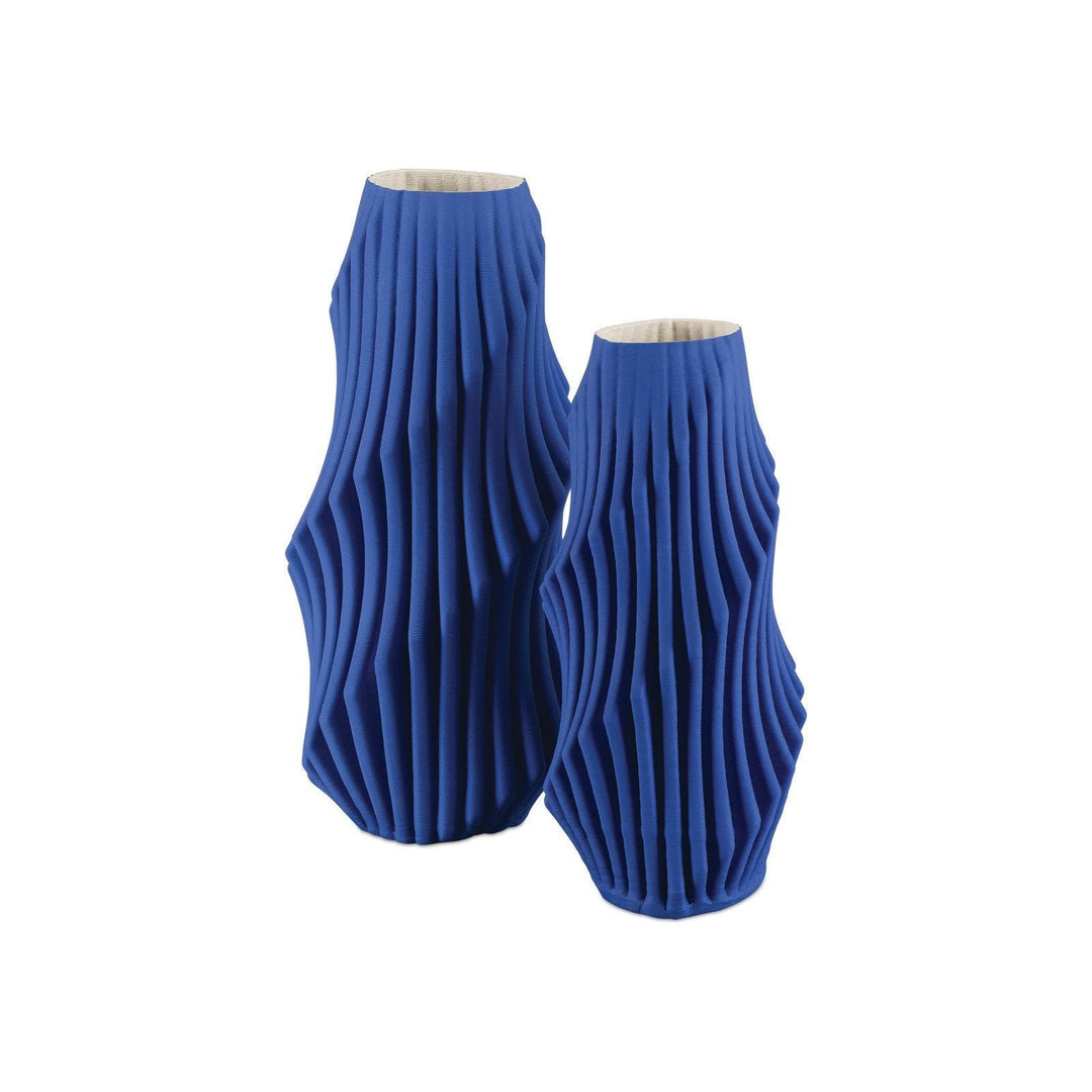 Blue Pleat Medium Vase