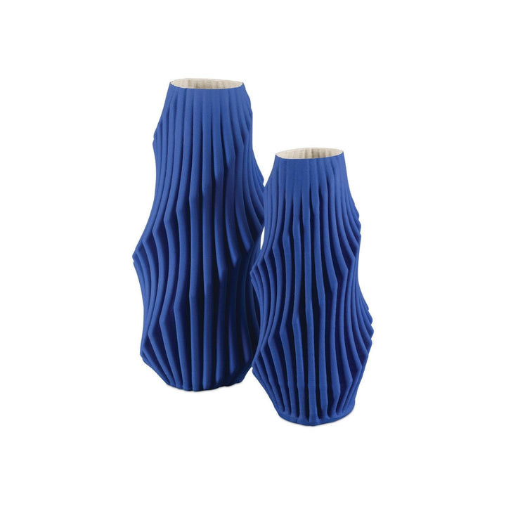 Blue Pleat Medium Vase