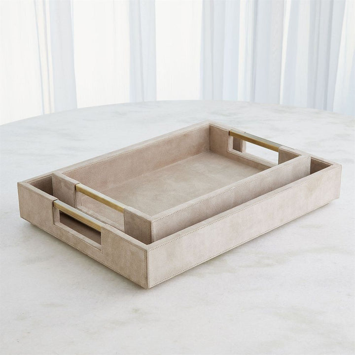Posh Tray-Parchment Suede-Sm