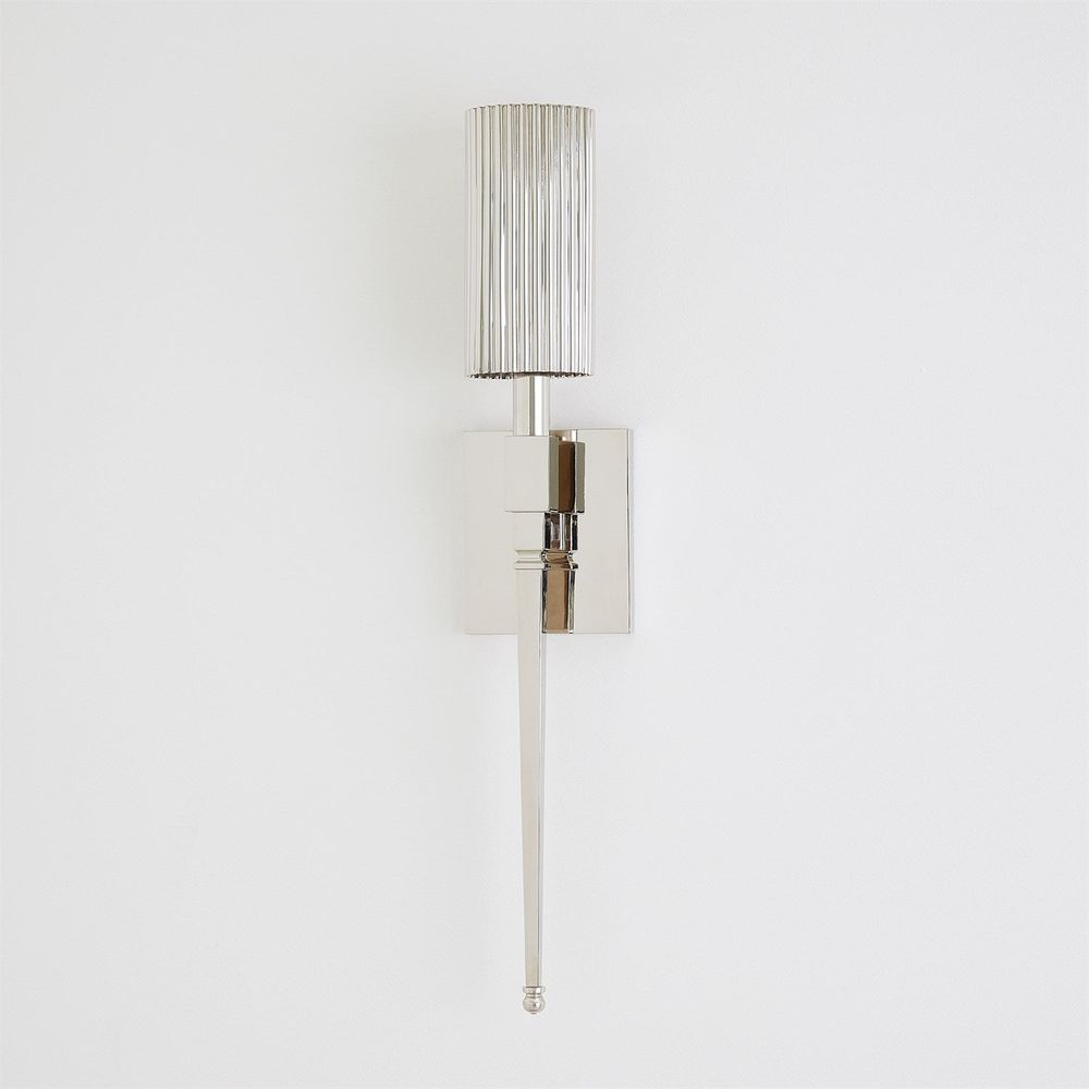 Wall Lighting Fluted Single Sconce-Nickel