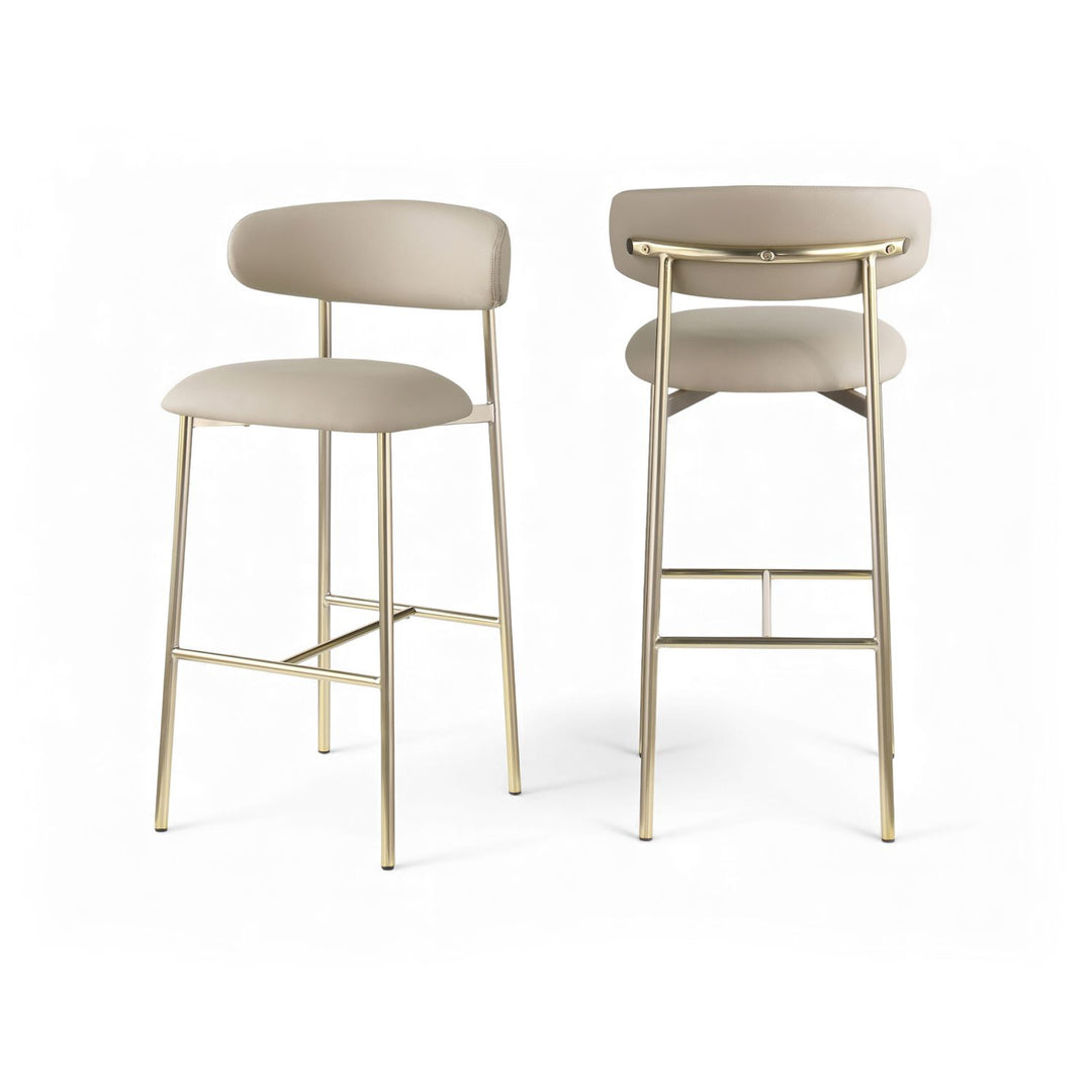 Lupita Taupe Vegan Leather Upholstered Bar Stool