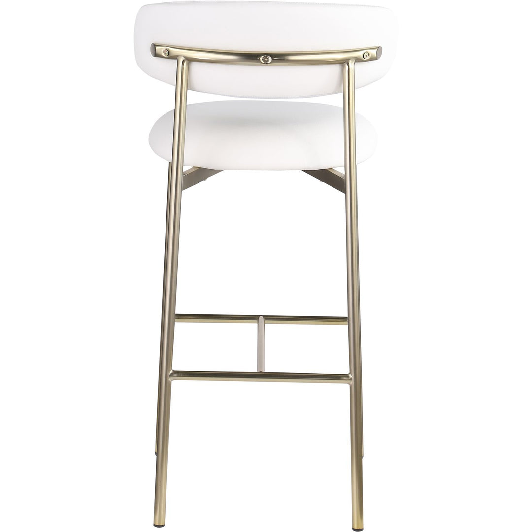 Lupita Vegan Leather Upholstered Bar Stool — White / Brushed Gold