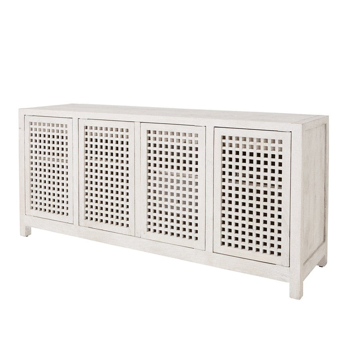 Driftwood Lattice Credenza-Global Views-GVSA-7.90836-Sideboards & CredenzasGrey Sandblasted-9-France and Son