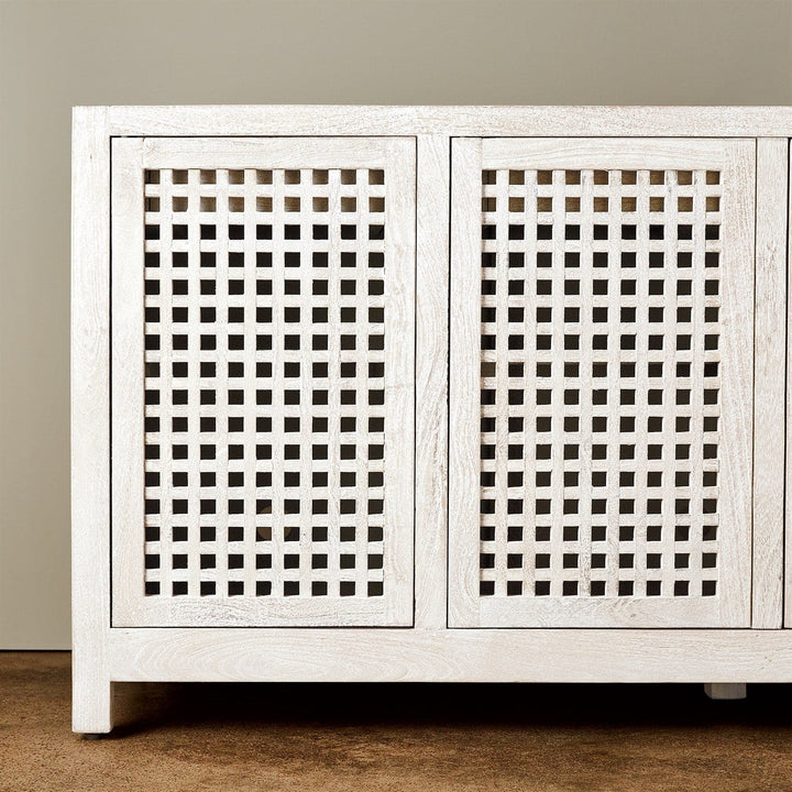 Driftwood Lattice Credenza-Global Views-GVSA-7.90836-Sideboards & CredenzasGrey Sandblasted-10-France and Son