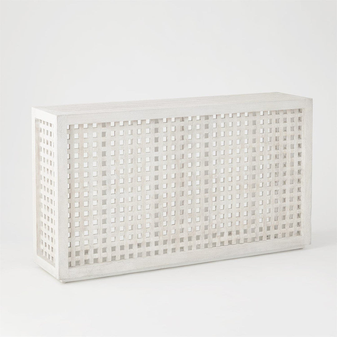 Driftwood Lattice Console-Global Views-GVSA-7.90354-W-Console TablesWhite-4-France and Son