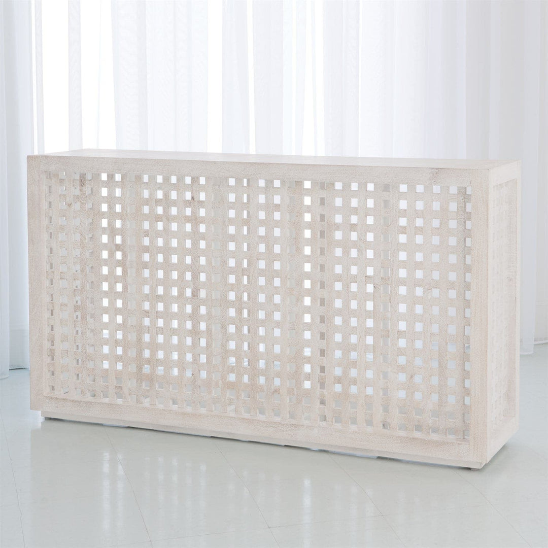 Driftwood Lattice Console-Global Views-GVSA-7.90354-Console TablesWhite Wash-5-France and Son