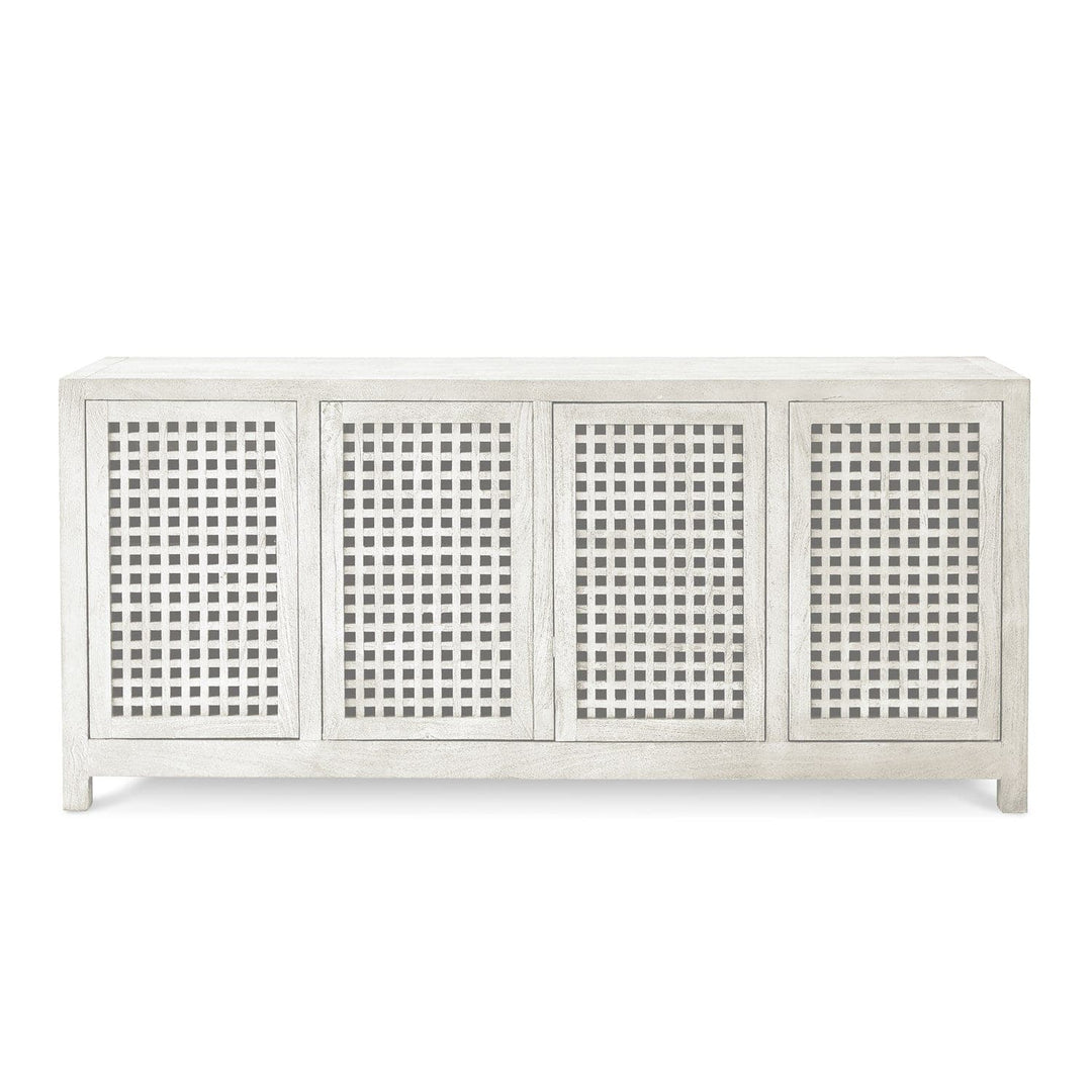 Driftwood Lattice Credenza-Global Views-GVSA-7.90164-W-Sideboards & CredenzasWhite-8-France and Son