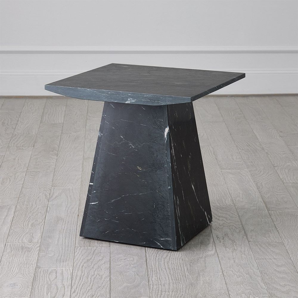 Side Tables Aero Side Table-Black Leathered Marble