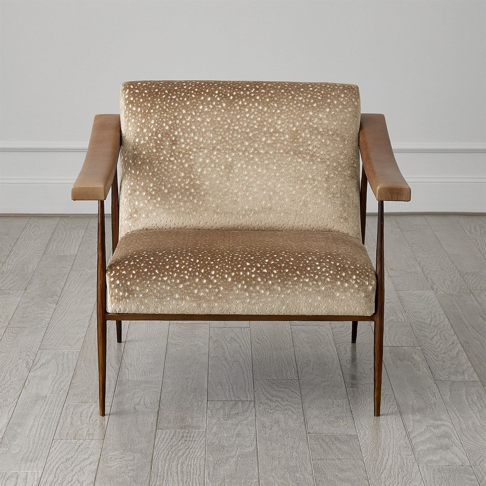 L Brooks Fabric/Leather Chair-Bronze