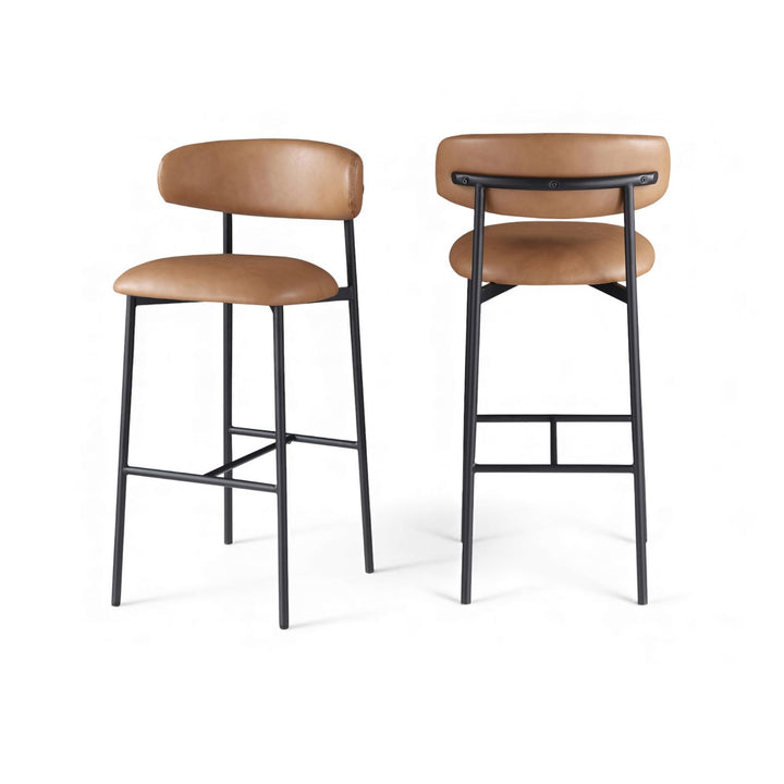 Lupita Cognac Vegan Leather Upholstered Bar Stool