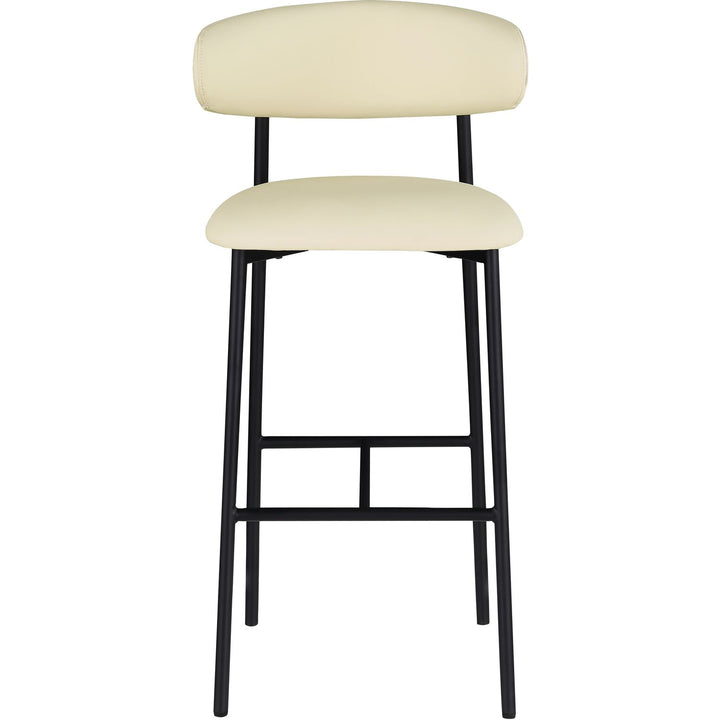 Lupita Vegan Leather Upholstered Bar Stool — Cream / Matte Black