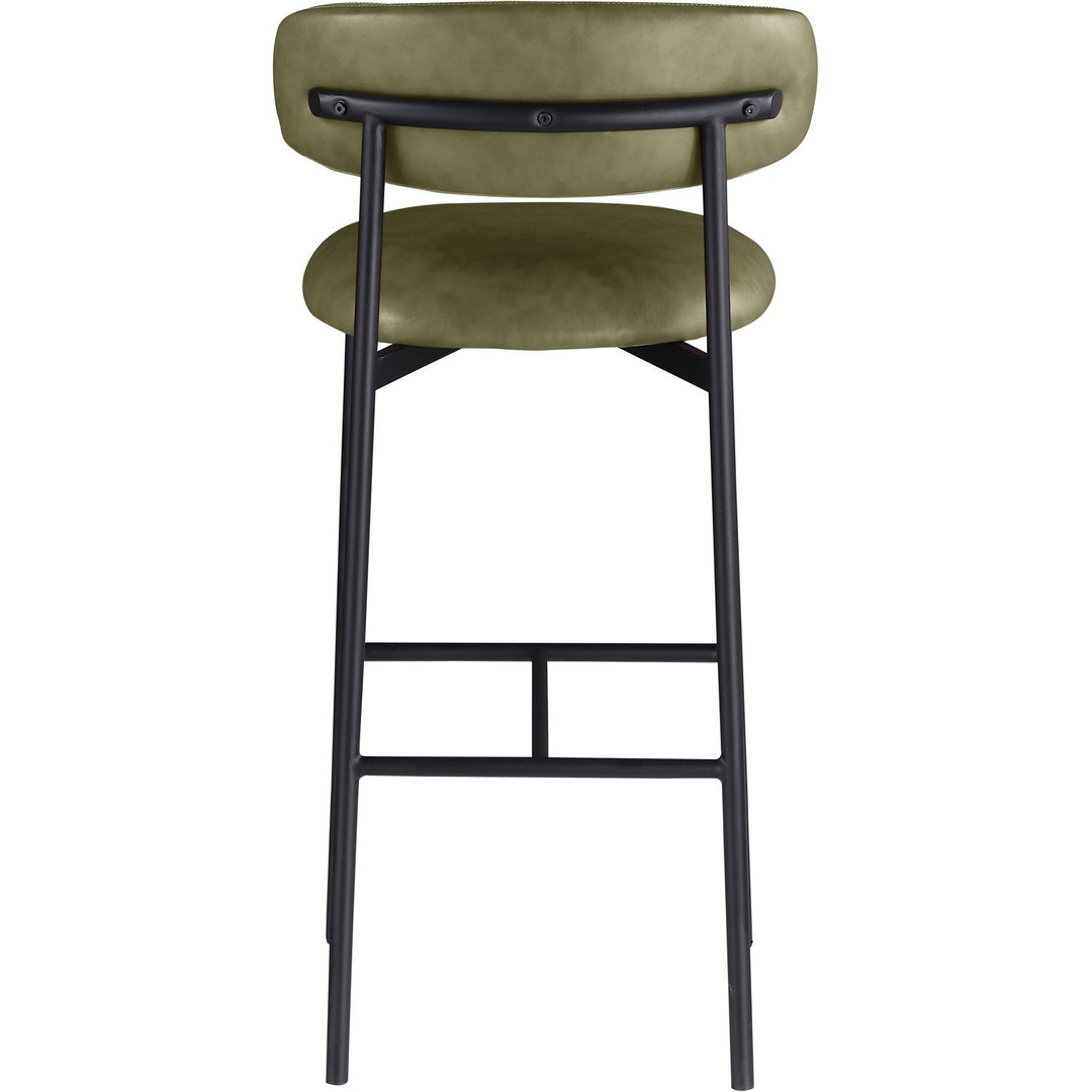 Lupita Vegan Leather Upholstered Bar Stool — Olive / Matte Black
