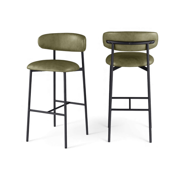 Lupita Olive Vegan Leather Upholstered Bar Stool