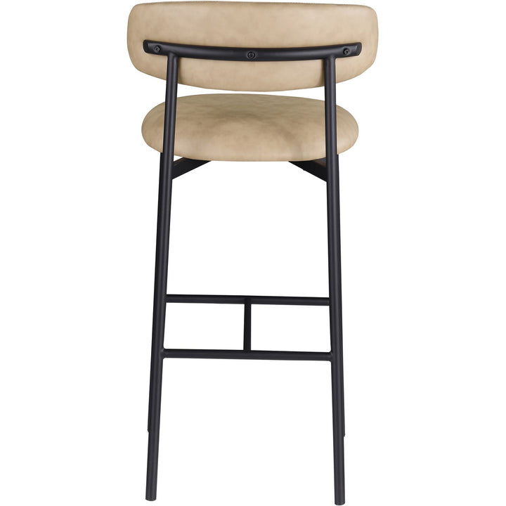 Lupita Vegan Leather Upholstered Bar Stool — Tan / Matte Black