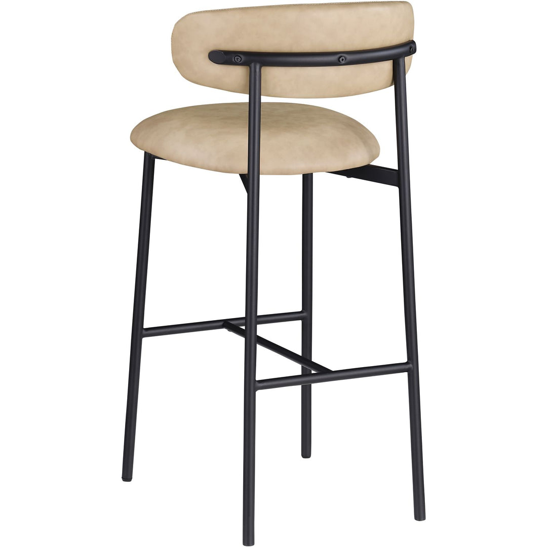 Lupita Vegan Leather Upholstered Bar Stool — Tan / Matte Black