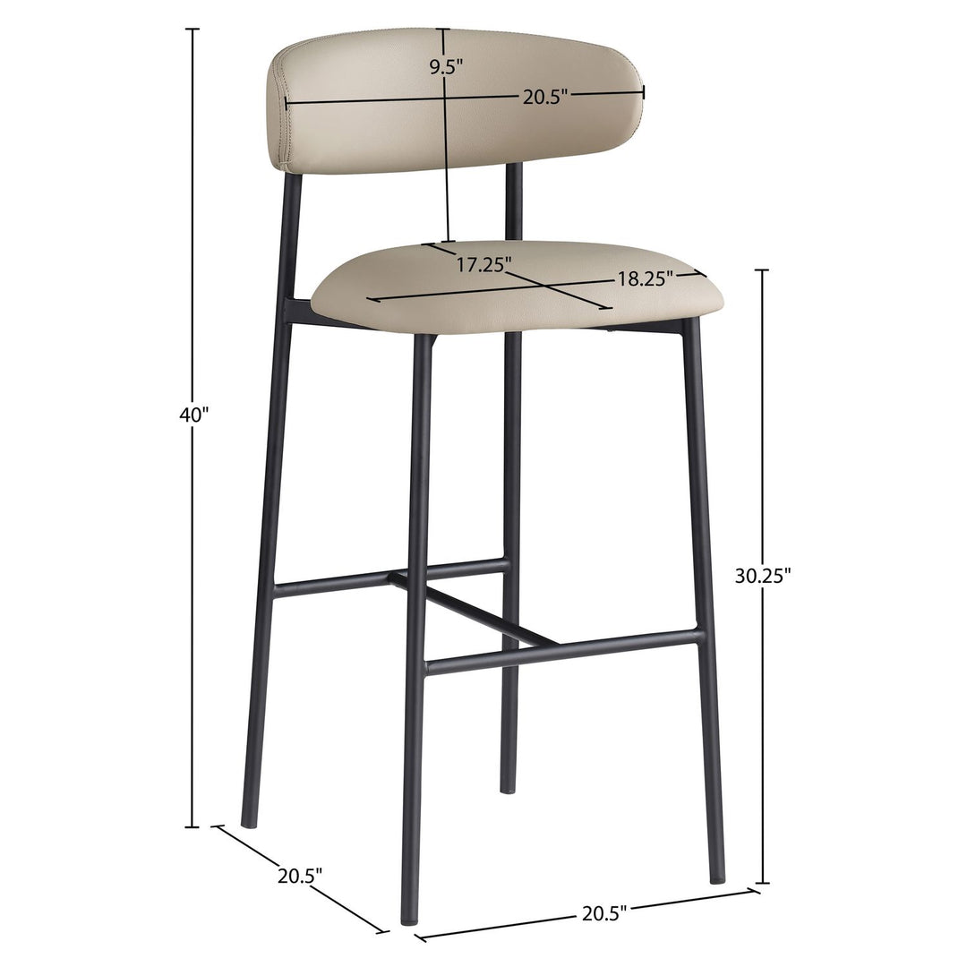 Lupita Vegan Leather Upholstered Bar Stool — Taupe / Matte Black