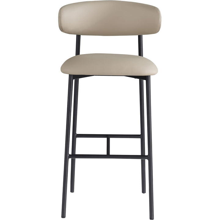 Lupita Vegan Leather Upholstered Bar Stool — Taupe / Matte Black