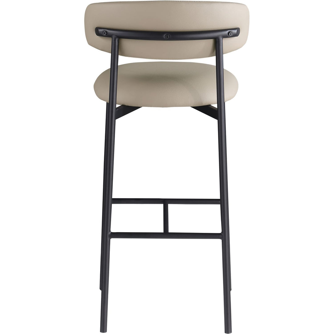 Lupita Vegan Leather Upholstered Bar Stool — Taupe / Matte Black