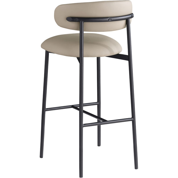 Lupita Vegan Leather Upholstered Bar Stool — Taupe / Matte Black