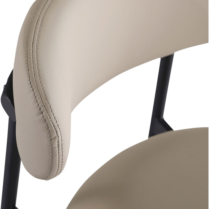 Lupita Vegan Leather Upholstered Bar Stool — Taupe / Matte Black