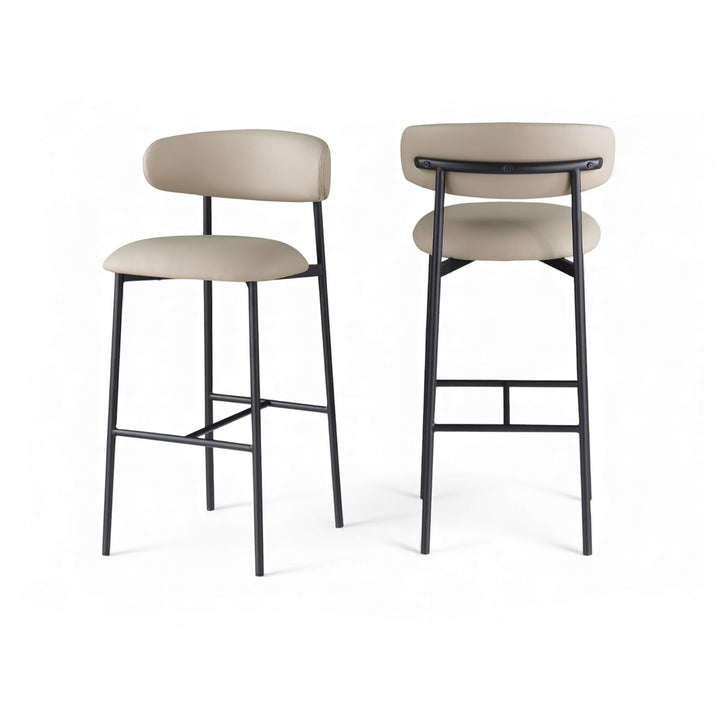 Lupita Taupe Vegan Leather Upholstered Bar Stool