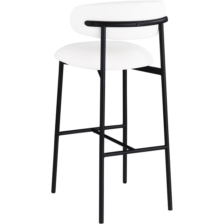 Lupita Vegan Leather Upholstered Bar Stool — White / Matte Black