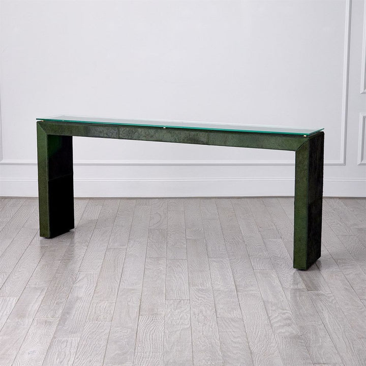 Console Tables Posh Console-Hair-On-Hide Green