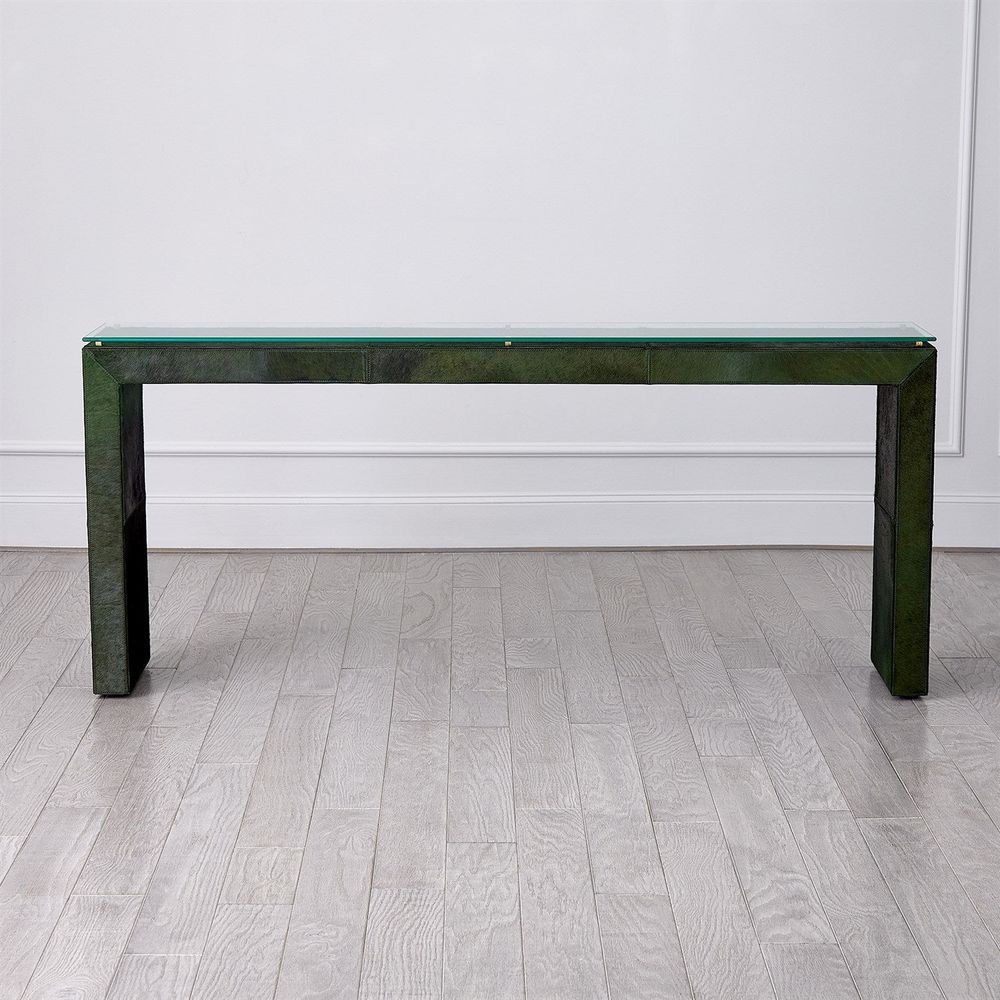 Console Tables Posh Console-Hair-On-Hide Green