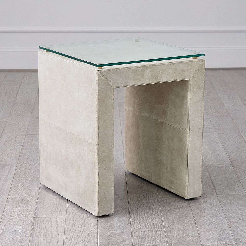 Posh Side Table-Parchment Suede
