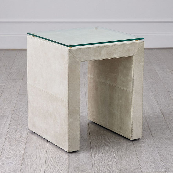 Posh Side Table-Parchment Suede