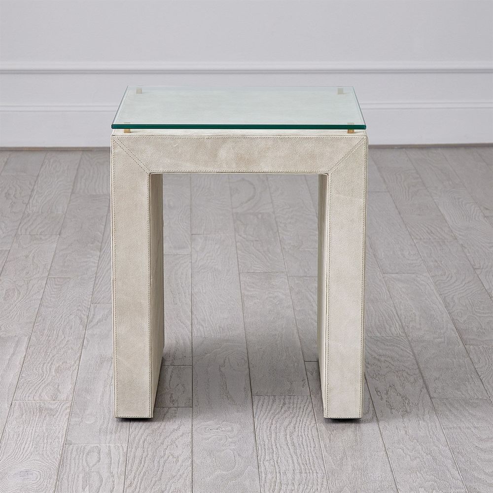 Posh Side Table-Parchment Suede