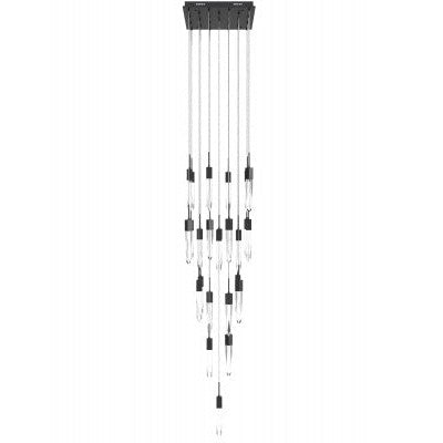 The Original Aspen Collection Black 25 Light Pendant Fixture With Clear Crystal Black 25