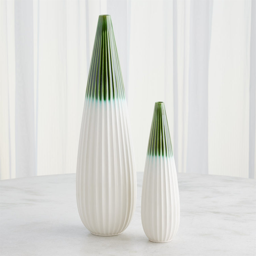 Furrow Taper Vase-Global Views-GVSA-1.10940-VasesLg-Deep Green-1-France and Son