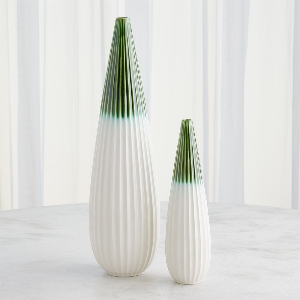 Vases Furrow Taper Vase-Emerald-Lg