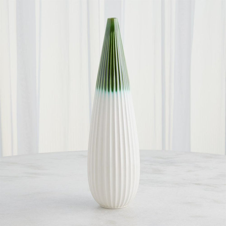 Furrow Taper Vase-Emerald-Lg