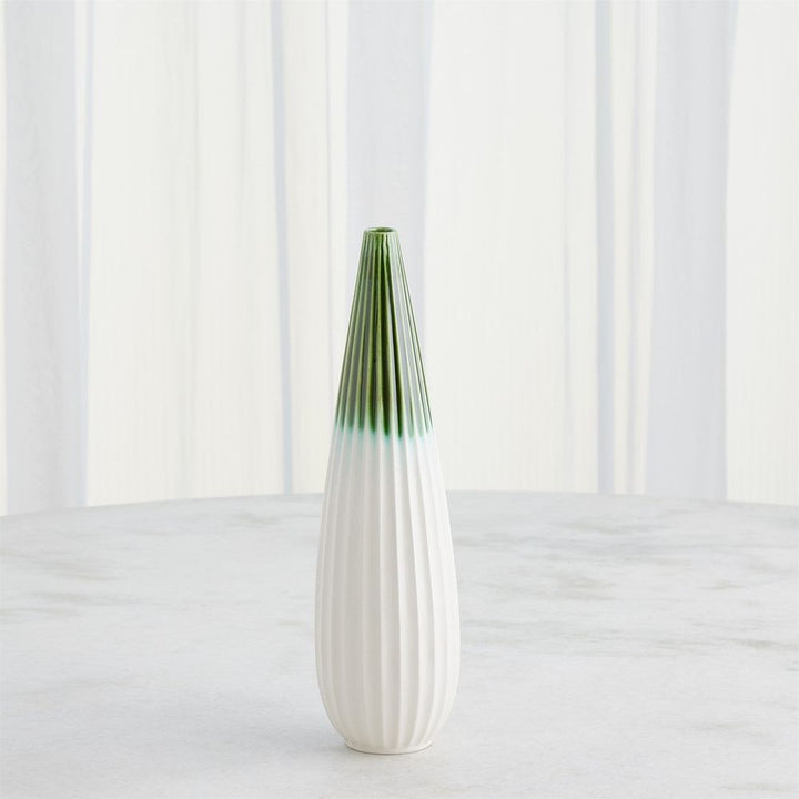 Furrow Taper Vase-Emerald-Lg