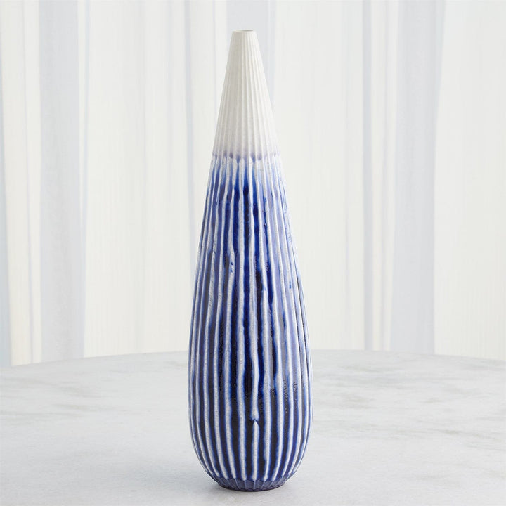 Furrow Taper Vase-Global Views-GVSA-1.10954-VasesLg-Deep Blue-5-France and Son