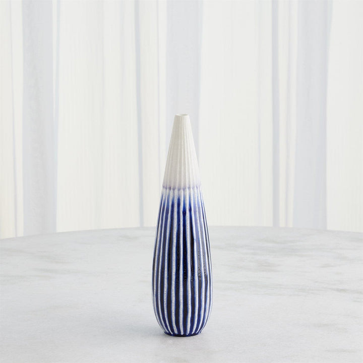 Furrow Taper Vase-Global Views-GVSA-1.10955-VasesSm-Deep Blue-6-France and Son