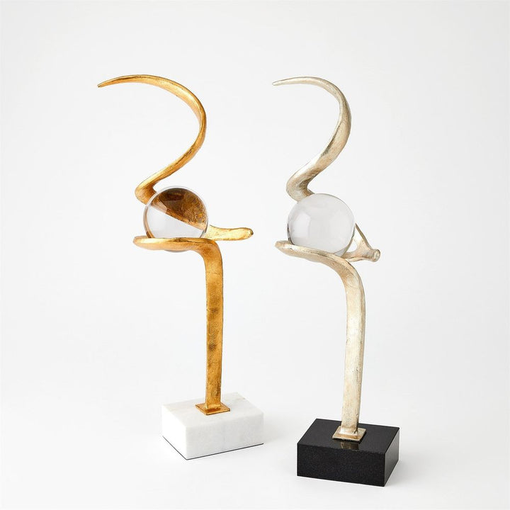 Decorative Objects Captured Sphere Sculpture-Silver Leaf