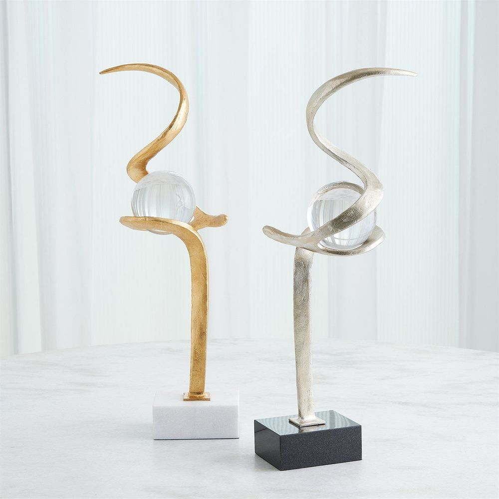 Decorative Objects Captured Sphere Sculpture-Silver Leaf