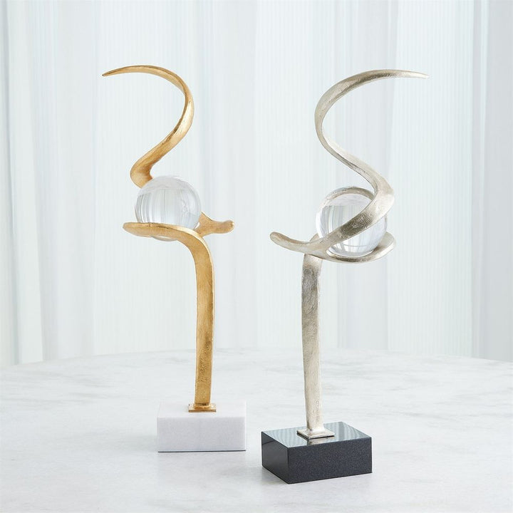 Decorative Objects Captured Sphere Sculpture-Silver Leaf