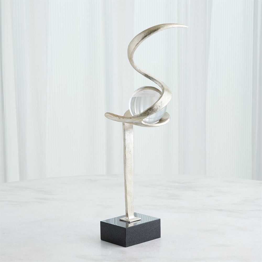 Captured Sphere Sculpture-Silver Leaf