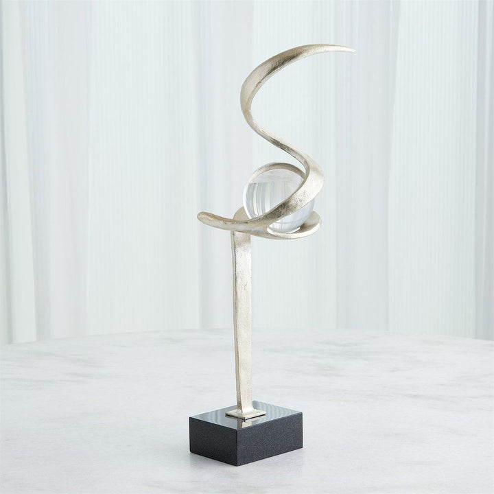 Captured Sphere Sculpture-Silver Leaf