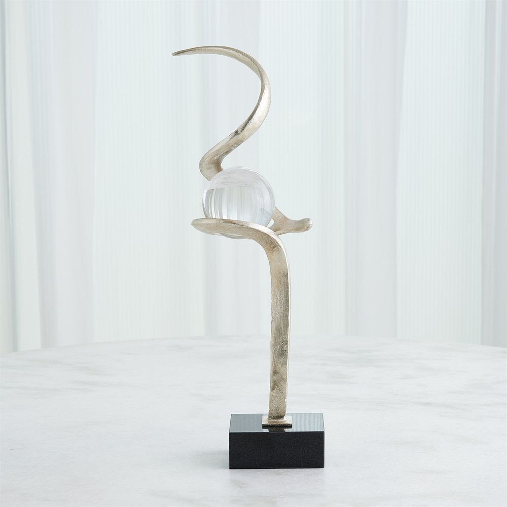 Captured Sphere Sculpture-Silver Leaf