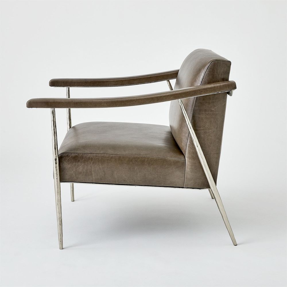 Lounge Chairs L Brooks Leather Chair-Nickel