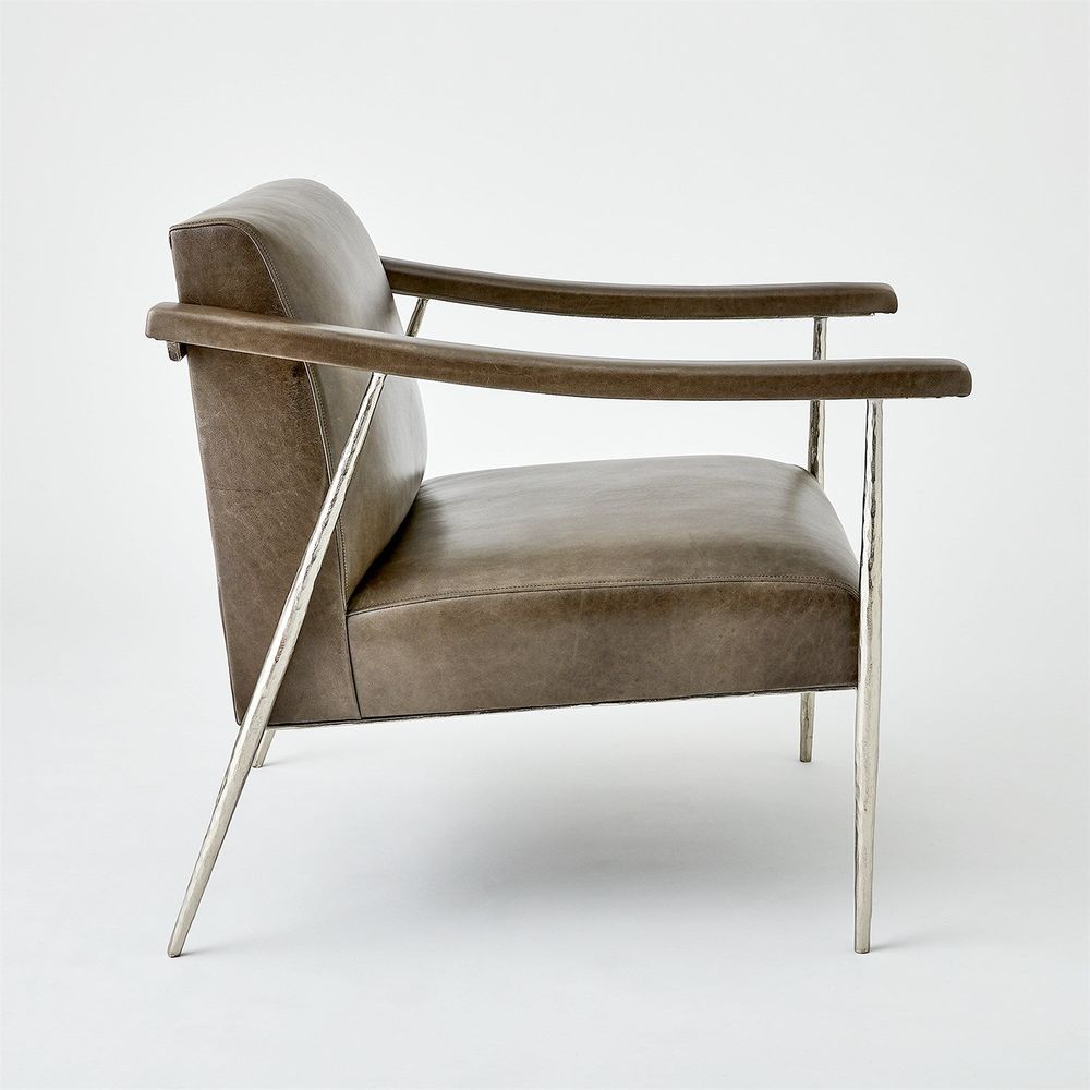 Lounge Chairs L Brooks Leather Chair-Nickel