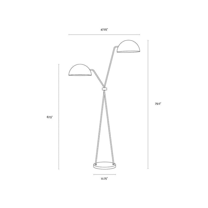 Faven Floor Lamp - Brass - White