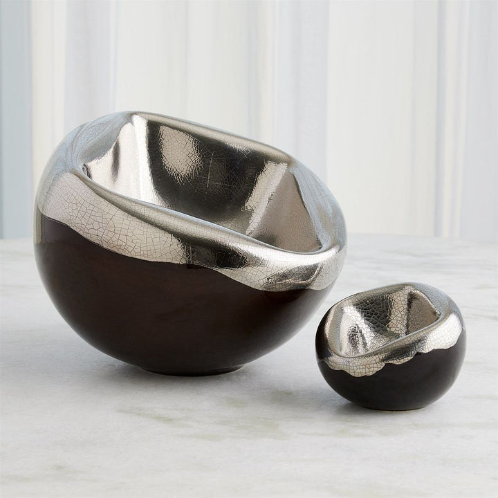 Bowls Squished Bowl-Platinum Crackle-Sm