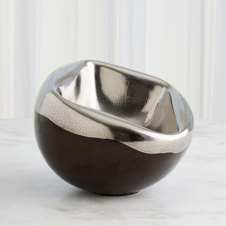 Bowls Squished Bowl-Platinum Crackle-Sm